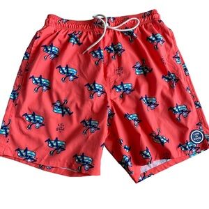 Life is Good Orange Print Men’s Jake Pool Party Swim Trunk Size Medium